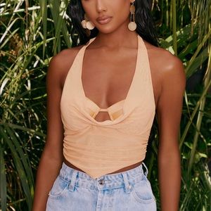 Oh Polly Orange Cowl Neck Halter Corset